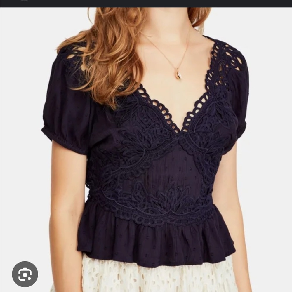 NWT Free People Sweet Roses Peplum Top in Night Bloom